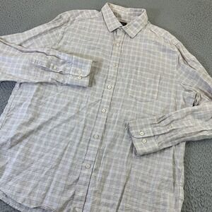 UNTUCKit Noval WR Shirt Mens XL‎ Button Up 100% Linen Tan Plaid Summer Casual
